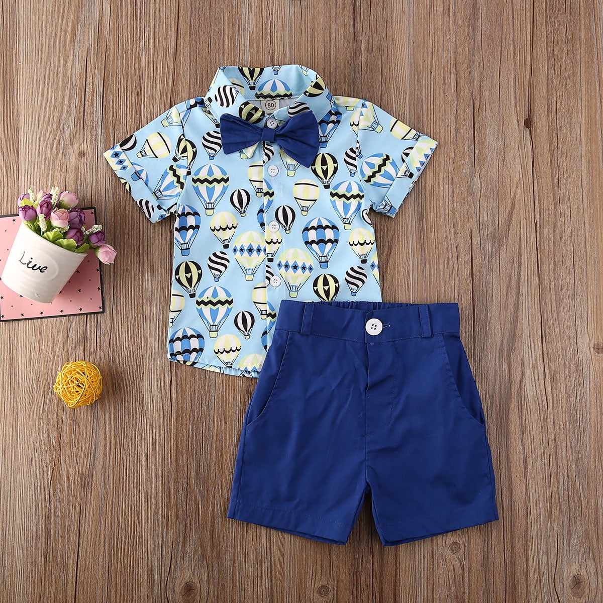 Baby boy formal clothes suit animal print shirt + shorts summer clothing