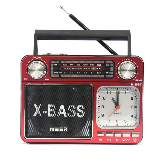 Radio Rétro Portable AM/FM/SW Radio Vintage Multifonction avec Haut-Parleur Lampe de Poche BT5.0 Carte TF pour Urgence Intérieure Extérieure