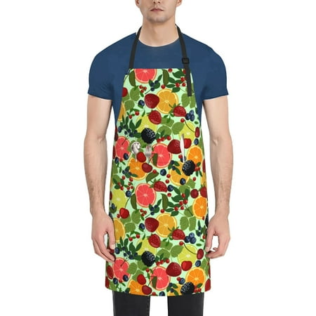 

Vsdgher Berries And Citrus Waterproof Apron with 2 Pockets Kitchen Chef Aprons Bibs for Grooming Cooking Baking Painting Gardening