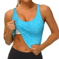 thumbnail image 3 of Fotbe Sky Blue Glitter Sujetador Deportivo Largo sin Aros para Mujer con Almohadillas y Soporte Medio, Transpirable y Absorbente, Camiseta Tipo Chaleco o Tank Top-Small, 3 of 8