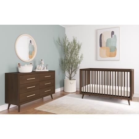 Child Craft Cranbrook 2-Piece Nursery Set, Includes 4-in-1 Convertible Crib and 6-Drawer Double Dresser (Toasted Chestnut)