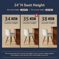 thumbnail image 4 of Ninecer Bar Stools Set of 2, 24" Swivel Kitchen Counter Stools with Round Seat, Low Backs, Wooden Legs, White PU Leather Barstools for Kitchen Island, 4 of 9