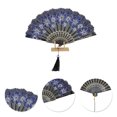 thumbnail image 3 of Unique Bargains Rose Lace with Tassel Folding Fan for Weddings and Parties 1 Pc Blue, 3 of 5