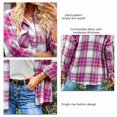 thumbnail image 5 of Long Sleeve Plaid Coat Lapel Button Down Simple Stylish Women Casual Coat for Daily Life Shopping Vacation Dating Pink M, 5 of 6