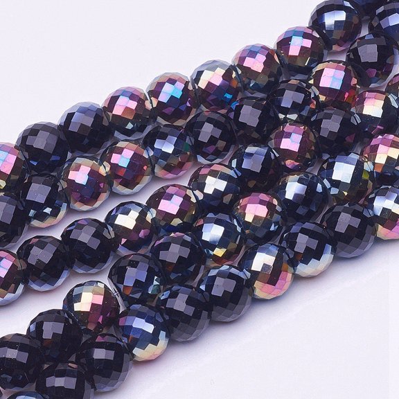 1Strand Electroplate Transparent Glass Beads Strands Half Plated Faceted Drum Multi-color Plated 8x6mm Hole: 1mm 40pcs/strand 9.4 inch
