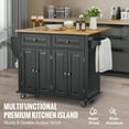 thumbnail image 2 of KFFKFF Kitchen Island Cart Rolling Storage Cabinet on Wheel with Drawer & Shelves, 2 of 9