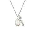 thumbnail image 2 of Delight Jewelry Silvertone Small Cream Imitation Pearl Silvertone Balance Bar Charm Necklace, 23", 2 of 4