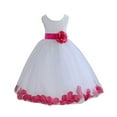 thumbnail image 2 of Ekidsbridal White Tulle Rose Petals Flower Girl Dresses Junior Bridesmaid Communion Christening Baptism Father Daughter Dance Recital Gown 302T 2, 2 of 3