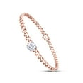 thumbnail image 4 of 3/4 CT 6MM Round Cut Lab Created Moissanite Diamond Solitaire Cuban Link Chain Bracelet In 14K Rose Gold Over Sterling Silver Size : 7.5 Inch, (G-H Color,VVS1 Clarity,0.75 Cttw), 4 of 5