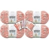 Bernat Baby Blanket Yarn - Big Ball 10.5 oz - 4 Pack with Pattern Cards in Color Shell Pink Clouds
