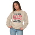 thumbnail image 3 of Wife Husband Loves Fishing Cute Girly Women Crewneck Sweatshirt Brisco Brands L, 3 of 5