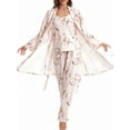 thumbnail image 1 of SUNSIOM Women's Fall Loungewear Set, Lace Patchwork Cami Tops + Pants + Robe 3 Pieces Sleepwear, 1 of 9