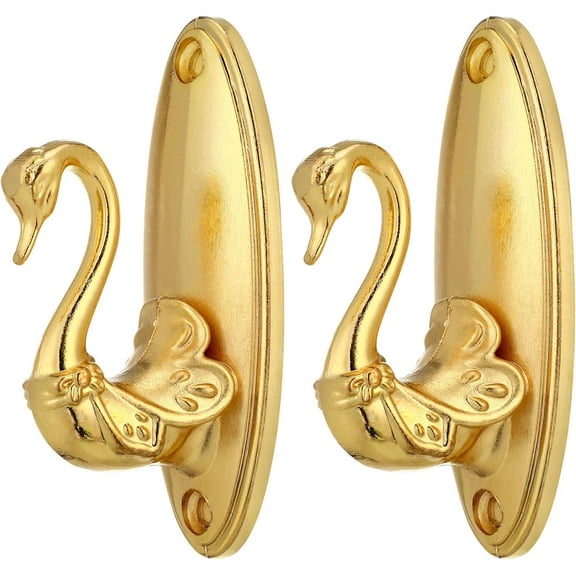 Curtain Holdbacks Pair of Vintage Swan Style Drapery Tieback Hooks (Golden)