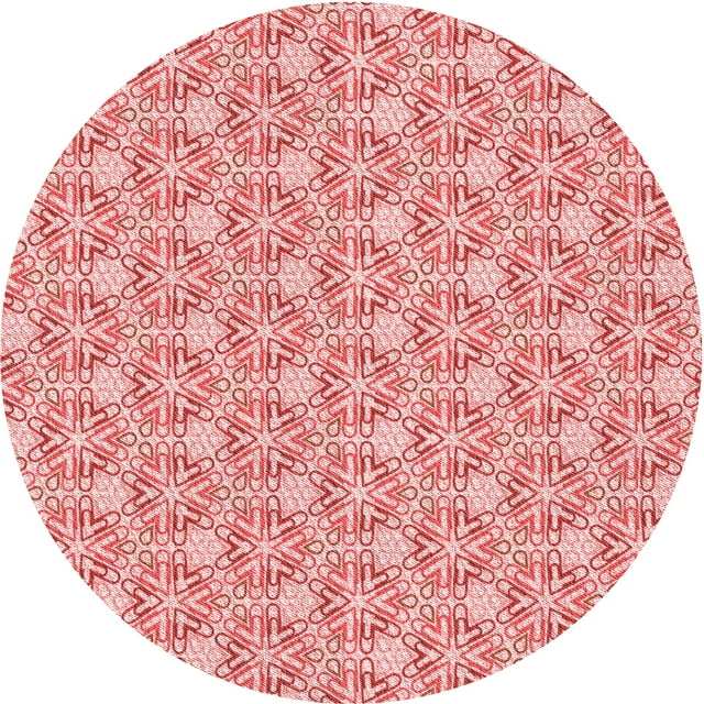 Ahgly Tapis Rond Lavable en Machine Intérieur Transitionnel Rose Profond, 3 Pieds Rond