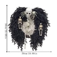 thumbnail image 2 of Halloween Black Foliage Skeleton Wreath, Spooky Front Door Wreath with Large Skull Head & Multiple Full Body Skeletons, Creepy Gothic Hanging Wreath Decor for Home Porch Wall Party, 2 of 6