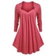 thumbnail image 1 of Camiseta de Talla Extra de Escote en Corazón Rosegal Mangas largas de talla grande, 1 of 5