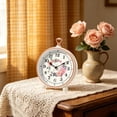 thumbnail image 5 of Vintage Floral Alarm Clock, Silent Non Ticking Small Desk Clock With Handle, For Bedroom, Office And Modern Home Interior Decor, 5 of 6