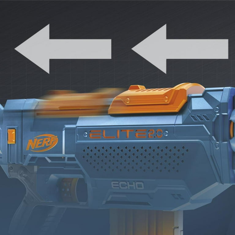 NERF Elite 2.0 Echo CS-10 Blaster - 24 dardos oficiales, clip de 10 dardos,  culata removible y extensión de cañón, 5 rieles tácticos