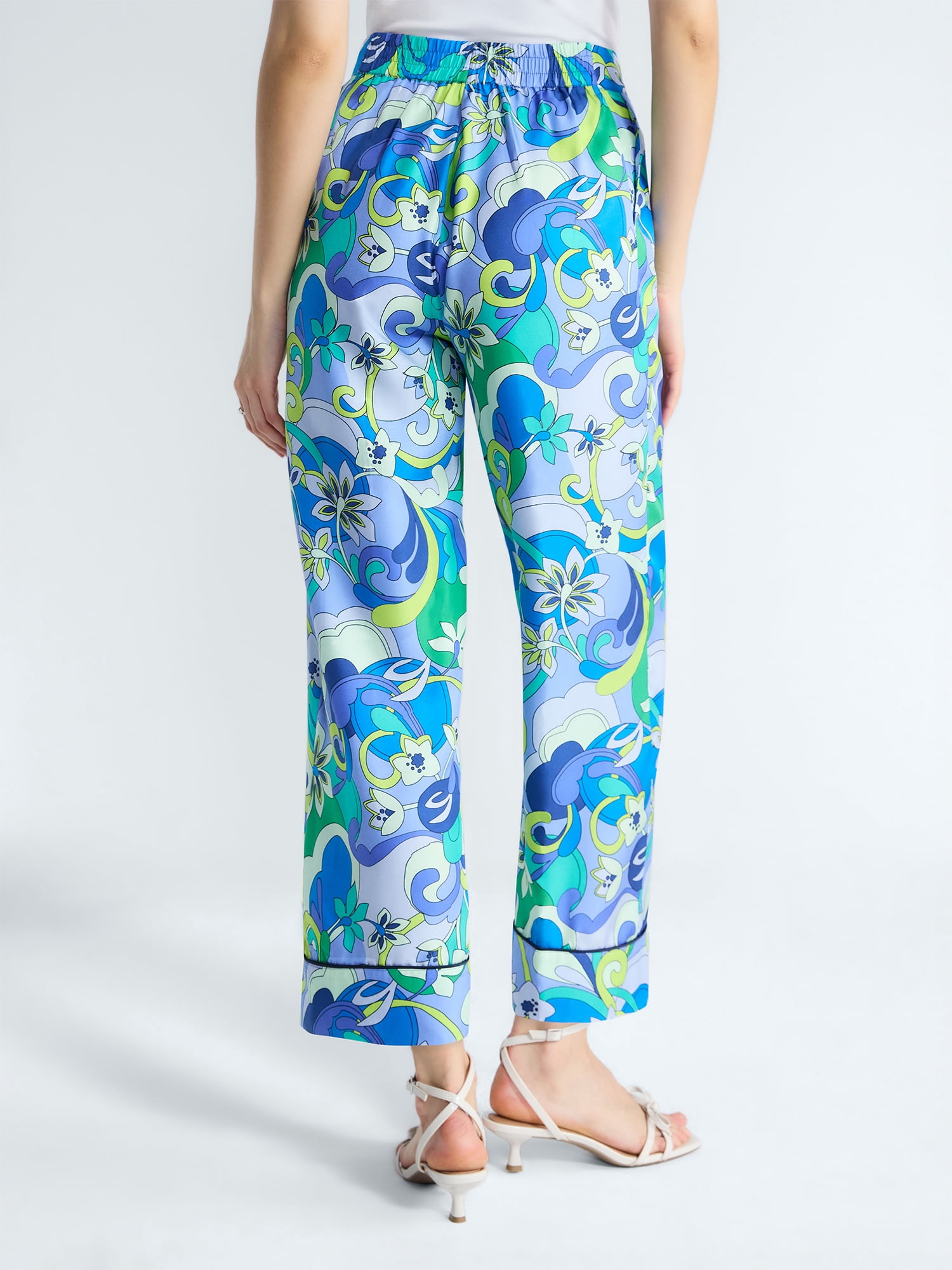 Free Assembly Women's and Women's Plus Cropped Silk Day Jama Pants, 27" Inseam, Sizes XS-4X
