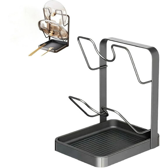 2026 Upgraded Kitchen Pot Lid Storage Rack, Multifunctional Pot Lid Organizer Rack, Lid Holder While Cooking, Thickened Carbon Steel Material (1pcs-Gray)