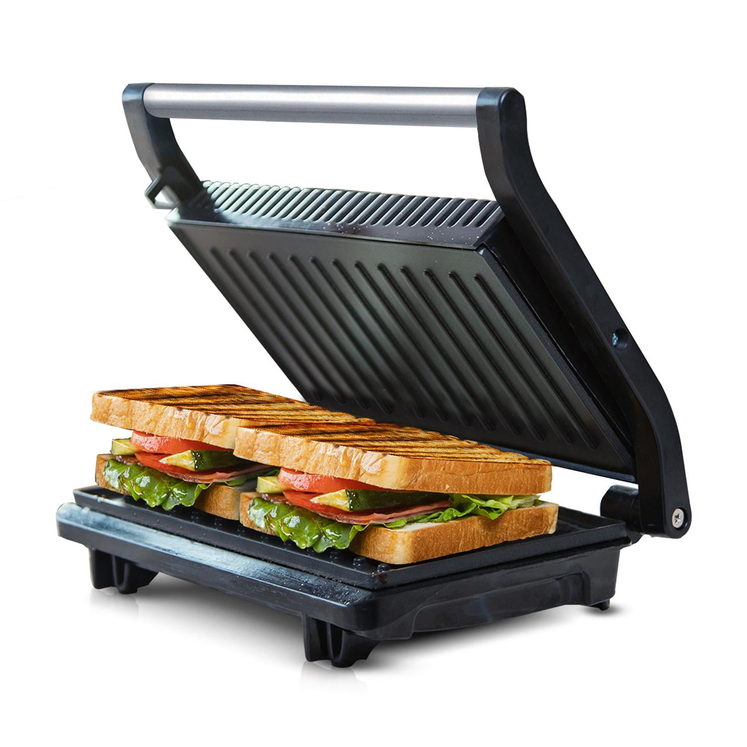 Panini Press Grill, Sandwich Maker with Nonstick Plates, Opens 180