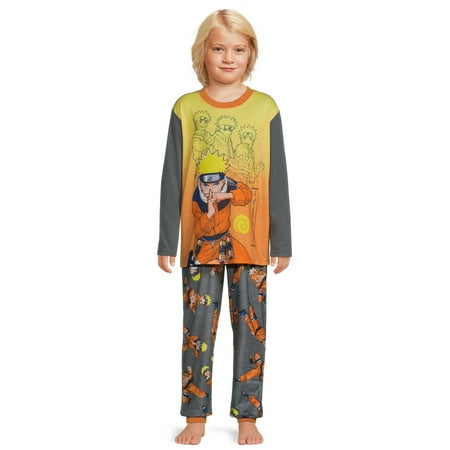 Naruto Boys Long Sleeve Top and Pajama Pant Set, 2-Piece, Sizes 4-12