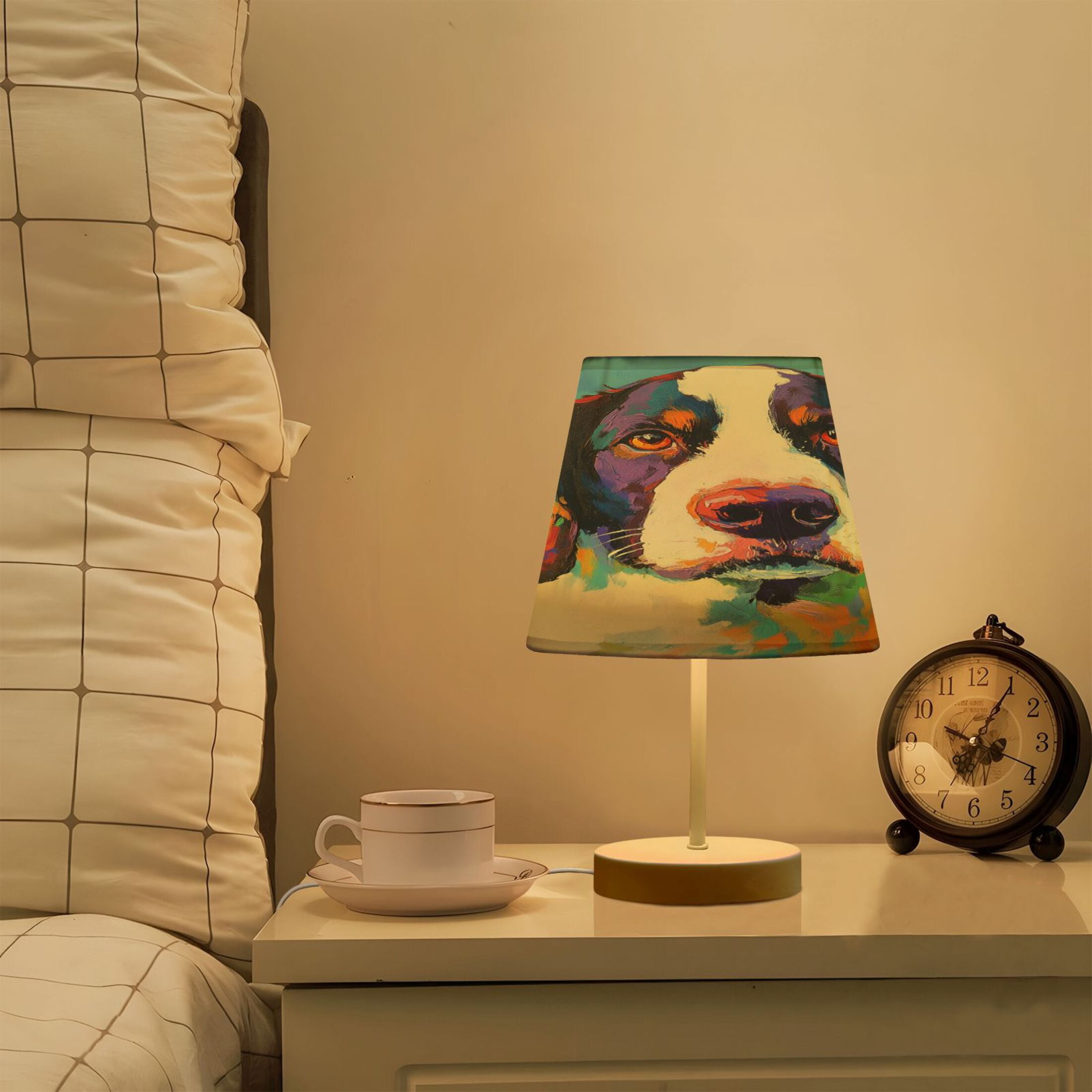 Table Lamp Small 5.9x10.8 Inches Table Lamps Night Light Tools & Home Improvement Bedroom Lamp Guest Room Lamp Study Lamp Office Lamp Color Oil Painting Dog