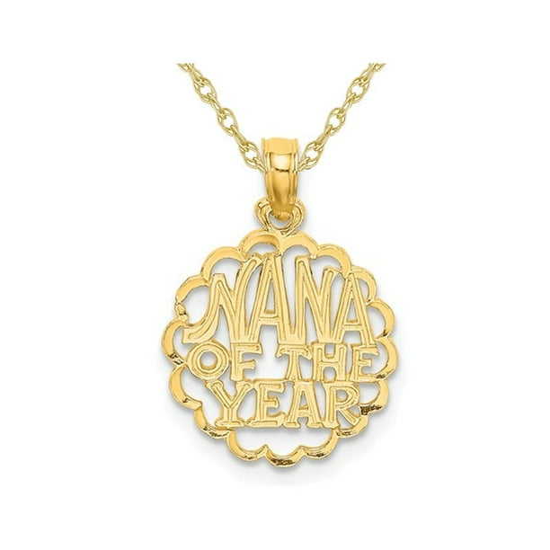 14K Nana en Or Jaune de l'Année Pendentif Pendentif avec Chaîne