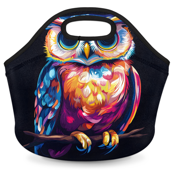 Herdesigns Owl Insulated Lunch Bag Neoprene Lunch Box for Women Men Soft Cooler Bag Bird Washable Lunch Tote for Work Outdoor Picnic