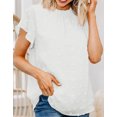 thumbnail image 4 of Women's White Ruffled Sleeve Swiss Dot T-shirts, 4 of 5