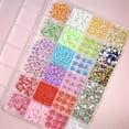 thumbnail image 4 of 1 Box Of Colorful Multi Style Resin Flower Soft Lily Nail Charms Sparkling Rhinestone Flat Bottom Pearl Nail Art Decoration DIY Accessories, 4 of 8