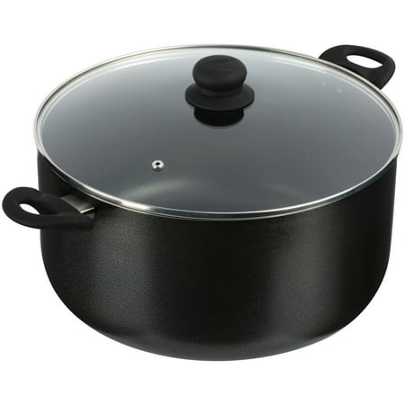 IMUSA USA 12.7 Quart Non-Stick Charcoal Stock Pot with Glass (Best Survival Cooking Pot)