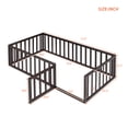 thumbnail image 2 of Harper & Bright Designs Montessori Floor Bed, Twin Size Floor Bed with Fence and Door, Floor Bed Frame with Guardrails for Boys Girls, Walnut, 2 of 9