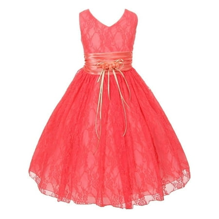Shanil Inc. - Little Girls Coral Flower Embellished Waistband Lace ...