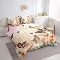 thumbnail image 3 of Homewish Retro Bohemain Butterfly 7pcs Bedding Comforter Set,Rustic Flower Floral Queen Bedding Sets,Orange Brown Queen Sheet Sets For Kids,Luxury Bedroom Decor Reversible, 3 of 8