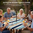 thumbnail image 3 of Round Outdoor Tablecloth with Umbrella Hole and Zipper, Khaki Striped Tablecloth with Elastic Waterproof, Navy Blue Farmhouse Stripes Modern Abstract Art Patio Table Covers for 55" - 60" Pool Tables, 3 of 9