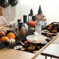 thumbnail image 4 of 4pcs Halloween Pumpkin & Leaf Placemats - 12x18 inch, Black with Orange Jack-O'-Lanterns & Fall Foliage Design, Durable Linen, Perfect for Festive Dining Decor, Halloween Decorations, 4 of 5