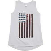 Girls Red White  Blue Sequin American Flag Tank Top Patriotic 4 July Shirt