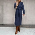 thumbnail image 3 of TrendOFT Women's Winter Double Wool Coat Long Sleeve Notch Lapel Long Trench Coat BU1 L, 3 of 6
