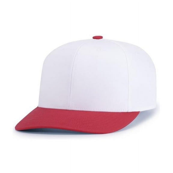 Pacific Headwear P322.225.ADT Poly & Cotton Snapback Cap, White & Red - Adult