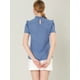 thumbnail image 5 of INSPIRE CHIC Blusa Tops De Lunares Volante Fruncido Manga Corta Cuello Alto Para Mujeres Azul XS, 5 of 6