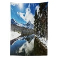thumbnail image 3 of Ambesonne Winter Tablecloth Rectangular Table Cover, Tranquil National Park, 52"x70", Brown Blue White, 3 of 4