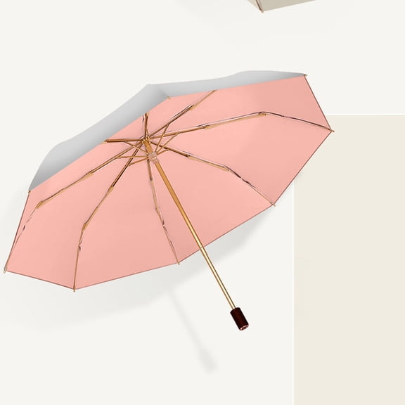 Ohmyroo Double Layer Titanium Sun Umbrella UPF 50 Plus Heat Insulation Windproof 8 Bone Folding Parasol for Beach and Travel