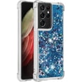 thumbnail image 3 of Compatible with Samsung Galaxy S21 Ultra Case Glitter Liquid Cute Clear Phone Case Floating Quicksand Shockproof Protective Bumper Soft TPU Case for Samsung Galaxy S21 Ultra Love Blue YB, 3 of 6