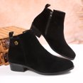 thumbnail image 6 of Willtoo Boots for Women Faux Suede Round Toe Ankle Booties, Metal Rose Decor Low Block Heel Short Boots, Side Zipper Comfort Fall Winter Shoes, 6 of 6