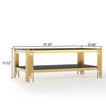 thumbnail image 6 of 47" Modern Glass Coffee Table, Rectangle 2-Tier Center Table with Stainless Steel Frame & 8mm Black Tempered Glass for Living Room, Office, 6 of 6