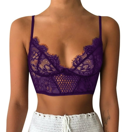 

Aodong Lingerie For Women Lingerie plus Size Women Plus Size Vest Crop Wireless Bra Lingerie V Neck Underwear Camisole