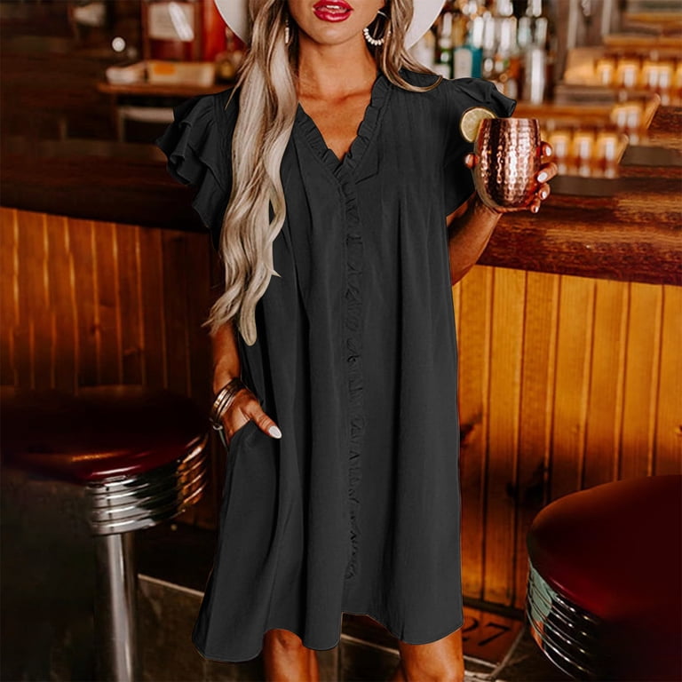 black pleated shift dress Black Abstract Button Pleated Shift Dress Prettylittlething Black : Party Dresses : VogaCloset Oman