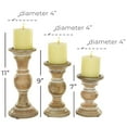 thumbnail image 3 of DecMode 3 Candle Light Brown Wood Candle Holder, Set of 3, 3 of 7