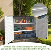 Patiowell 26 Cu.FT Outdoor Storage Shed with Floor, Lockable & Waterproof Horizontal Resin Cabinet for Patio Tools, White